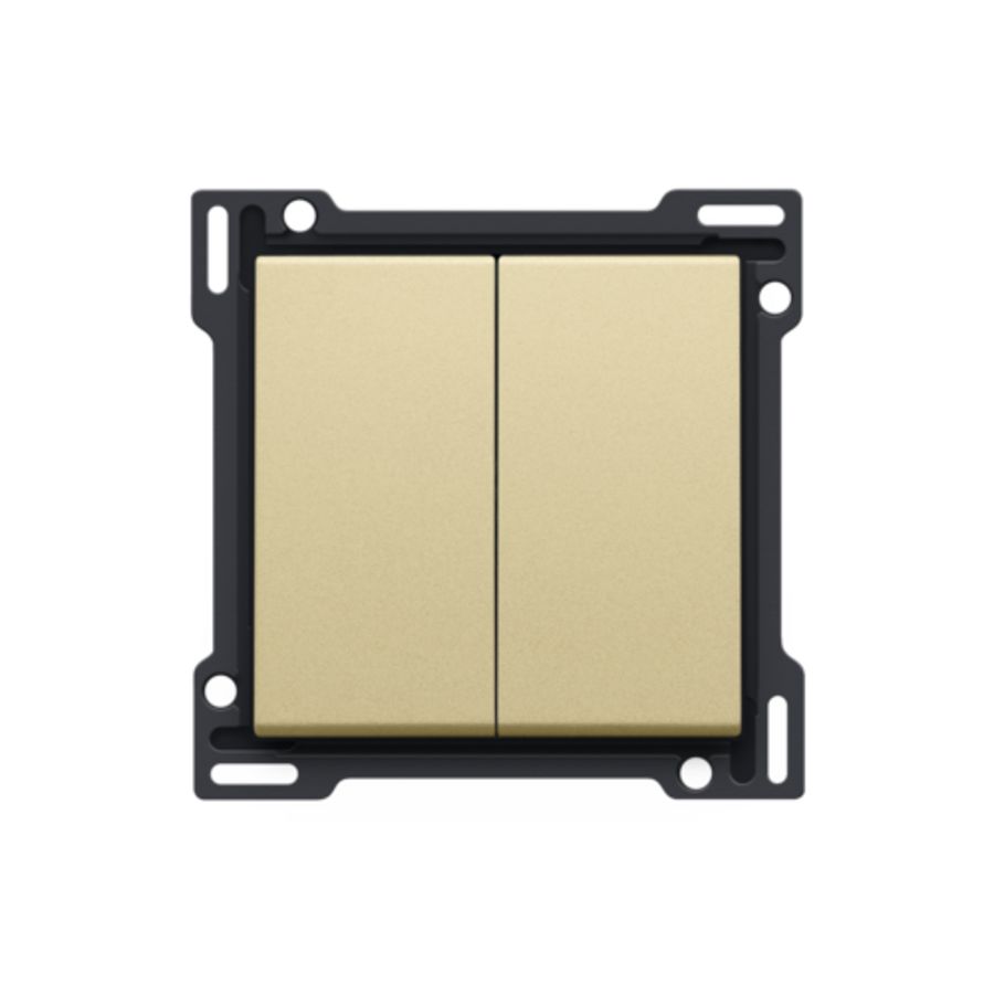 Afwerkingsset serie/wisselschakelaar + drukknop N.O. gold