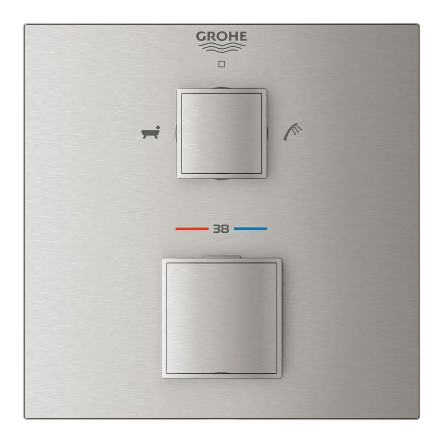 Afbouwdeel Grohtherm Cube omstel douche&baduitloop supersteel (rvs look)