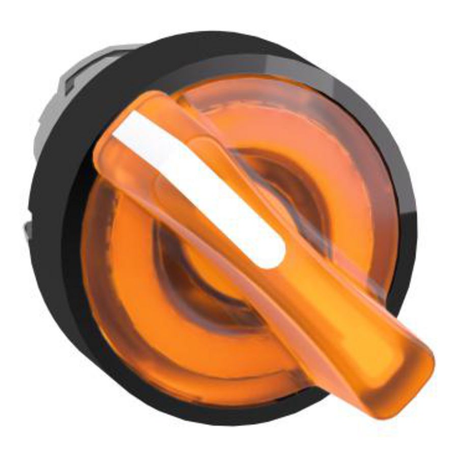 Oranje verlichte keuzeschakelaar Kop 22mm 2-posities