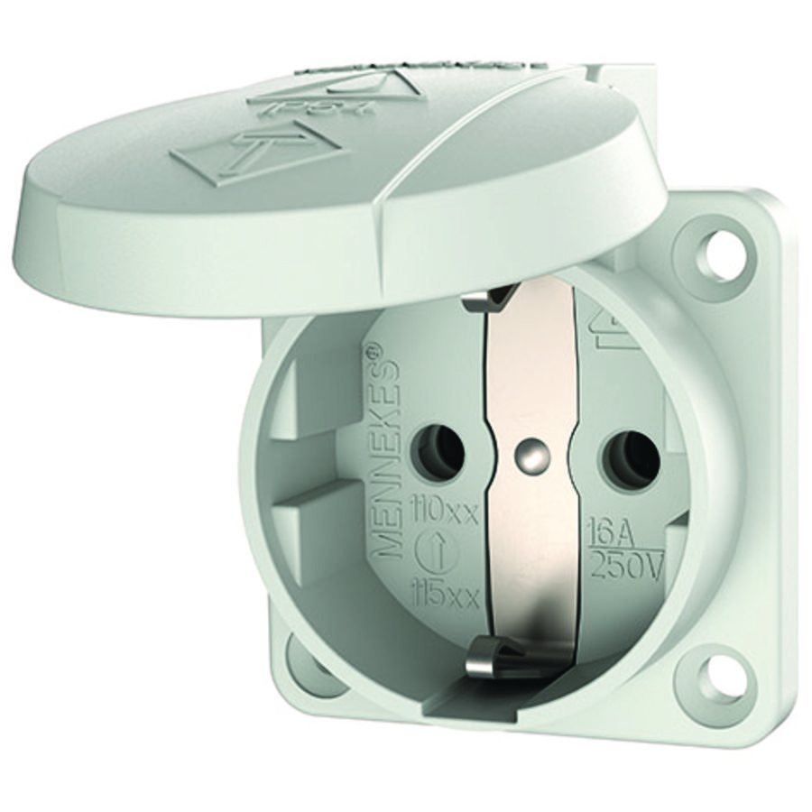 Inbouwwandcontactdoos 16A 2P+A 230V IP54 SCHUKO grijs