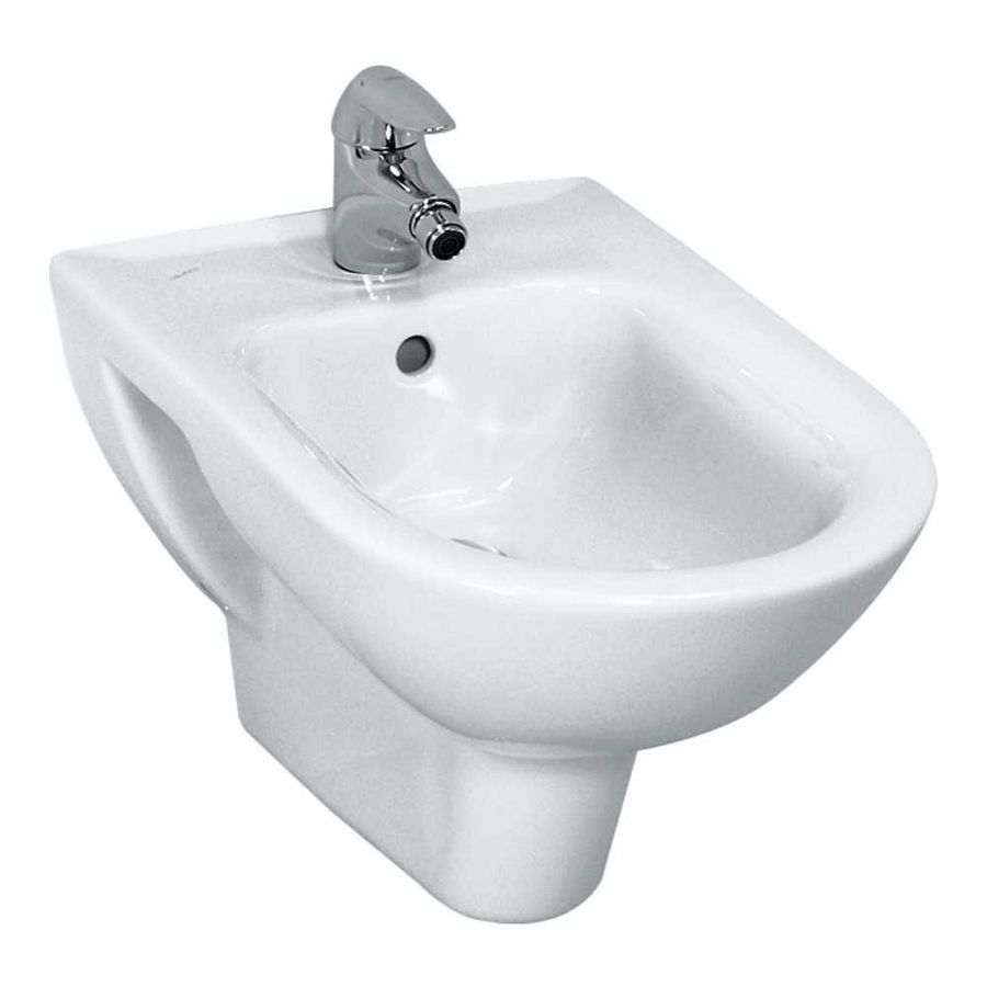 Wandbidet 1 kraangat met gaten voor wateraansluiting lcc-wit