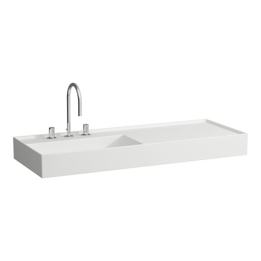 Wast. afleg rechts 1200x460mm met kraangat z. overl. mat wit