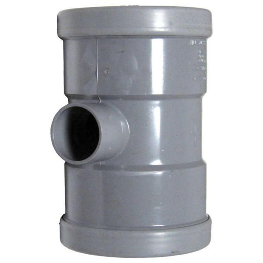 Wafix PVC manchet T-stuk verlopend 88° 110x50mm SN4 grijs 2x mof / 1x lijm
