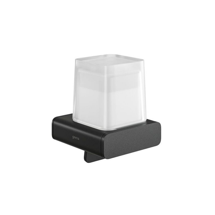 Zeepdispenser zwart 200 ml met gesatineerd glas SHIFT