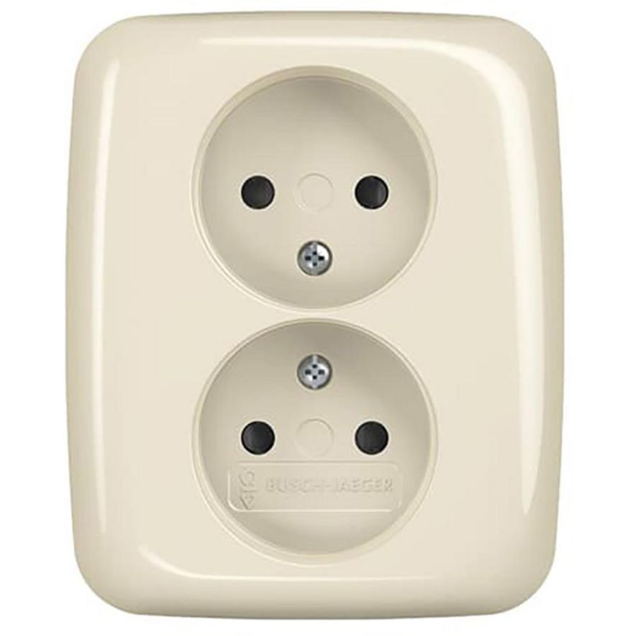 Wandcontactdoos dubbel kv inb SI creme (202 UJRB-212)
