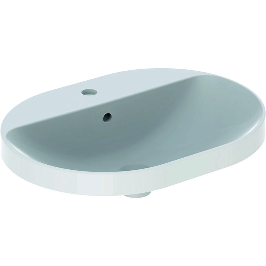 VariForm onderbouwwastafel ellips 60x45cm met kraangat + overloop wit Keratect