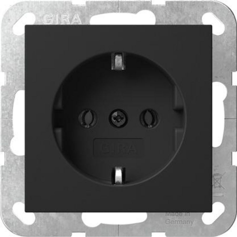wandcontactdoos met randaarde zonder kl. System 55 zwart m
