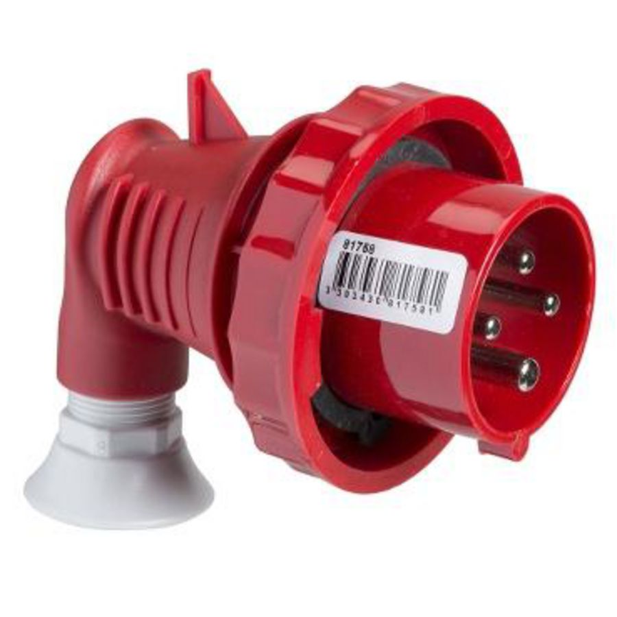 Contactstop 90° 3P+N+A 16A 380-415V AC 6h IP67 PratiKa