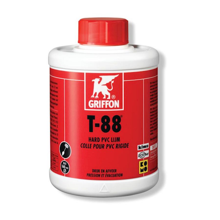Hard PVC-lijm T-88 (druk-/afvoer) KOMO/KIWA pot a 1ltr.