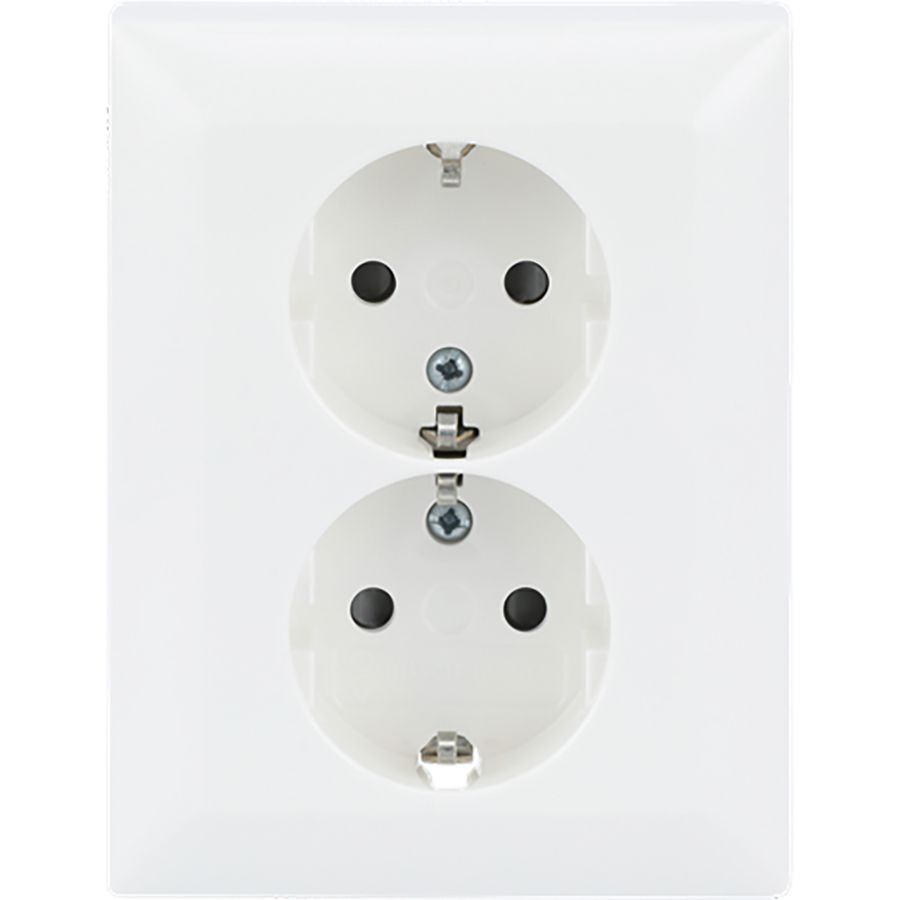 Wandcontactdoos randaarde dubbel kv inbouw SI-B -alpin wit