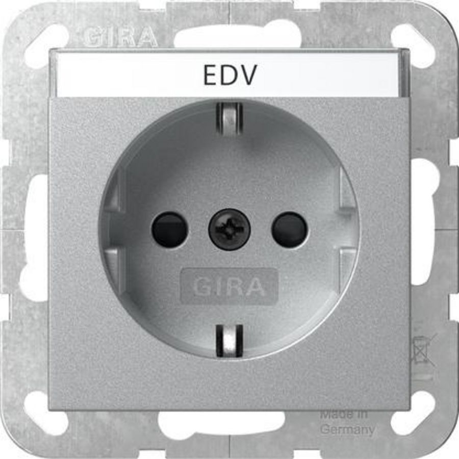 wandcontactdoos met randaarde TK + Safety Plus System 55 kl.alum.