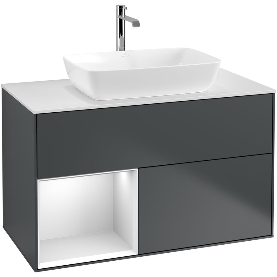 Wastafelonderkast Finion 1000x603x501mm Mid.Blue Matt Lacquer F771MTHG