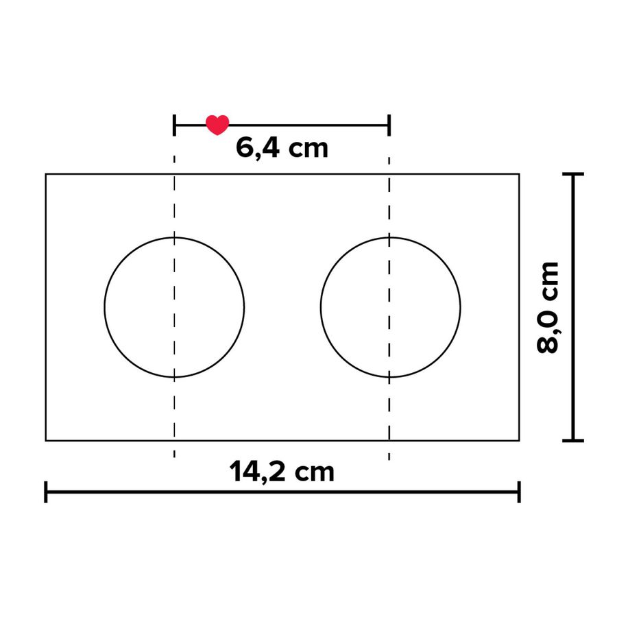 Inbouwarmatuur Aluminium rechthoek 2voudig 80x142mm Verona