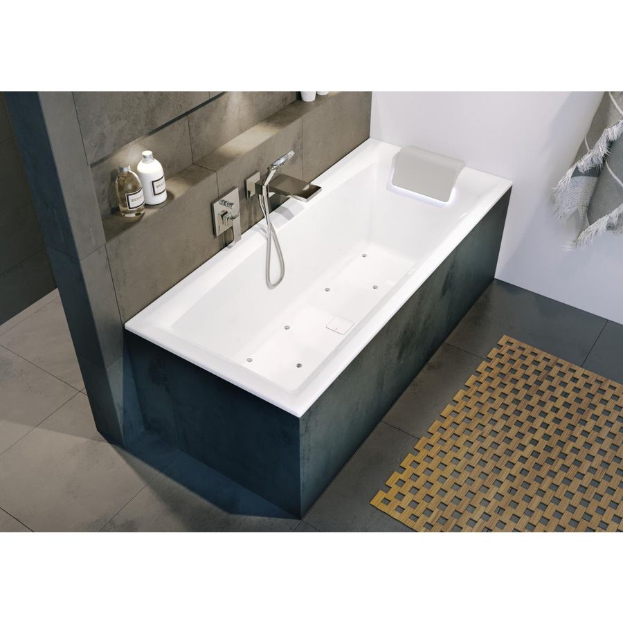 Whirlpool Still Square Rihopool 170x75cm met inlaat FALL (chroom) systeem AIR links hoogglans wit