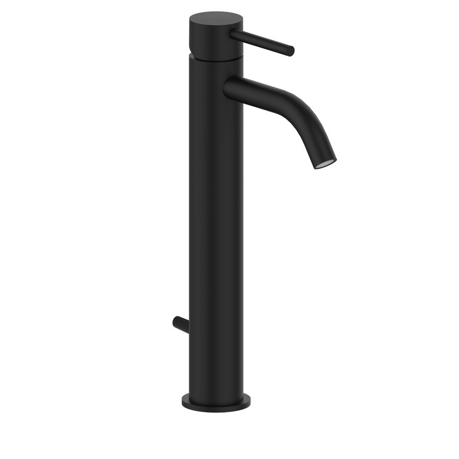 Verhoogde LIGHT wastafelmengkraan met waste-inrichting 1.1/4" LIG085NO mat zwart