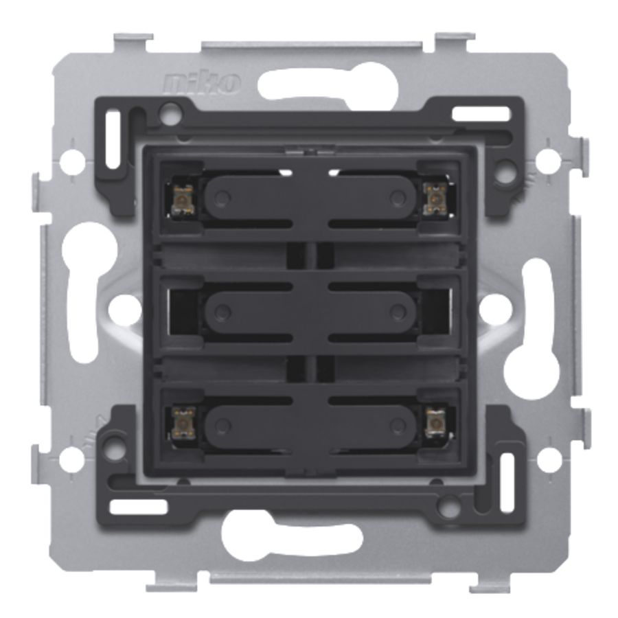 Sokkel 4-voudige pot.vrije drukknop 24V N.O. witte leds