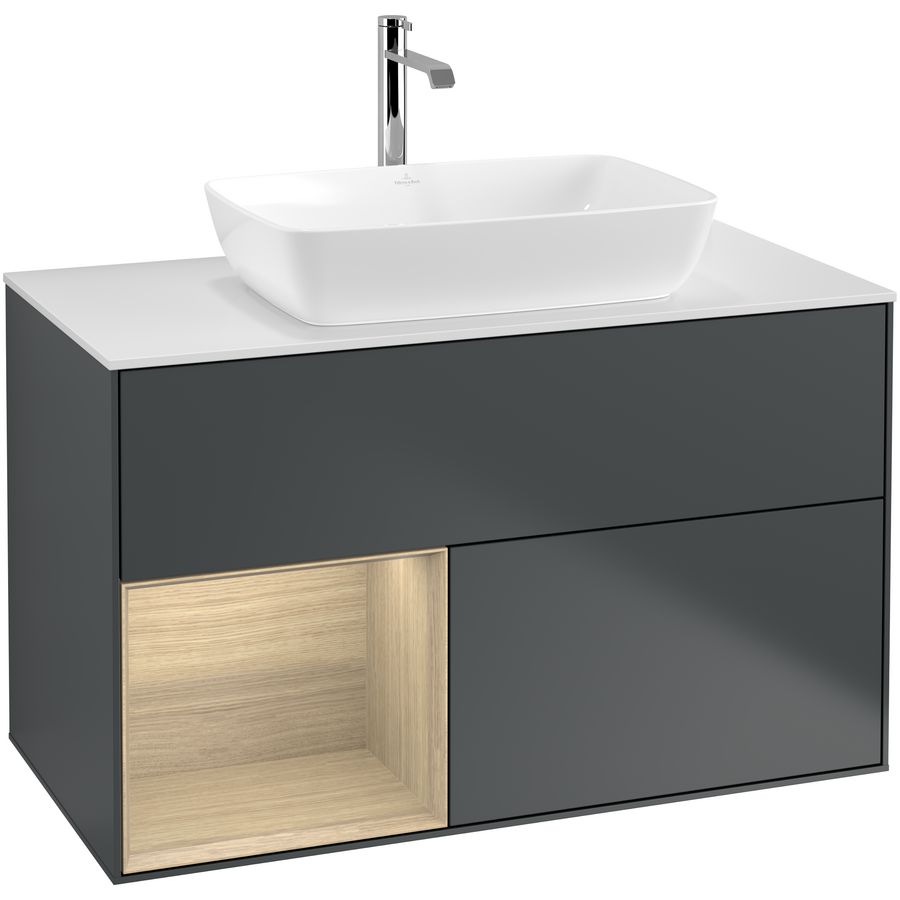 Wastafelonderkast Finion 1000x603x501mm Mid.Blue Matt Lacquer F771PCHG