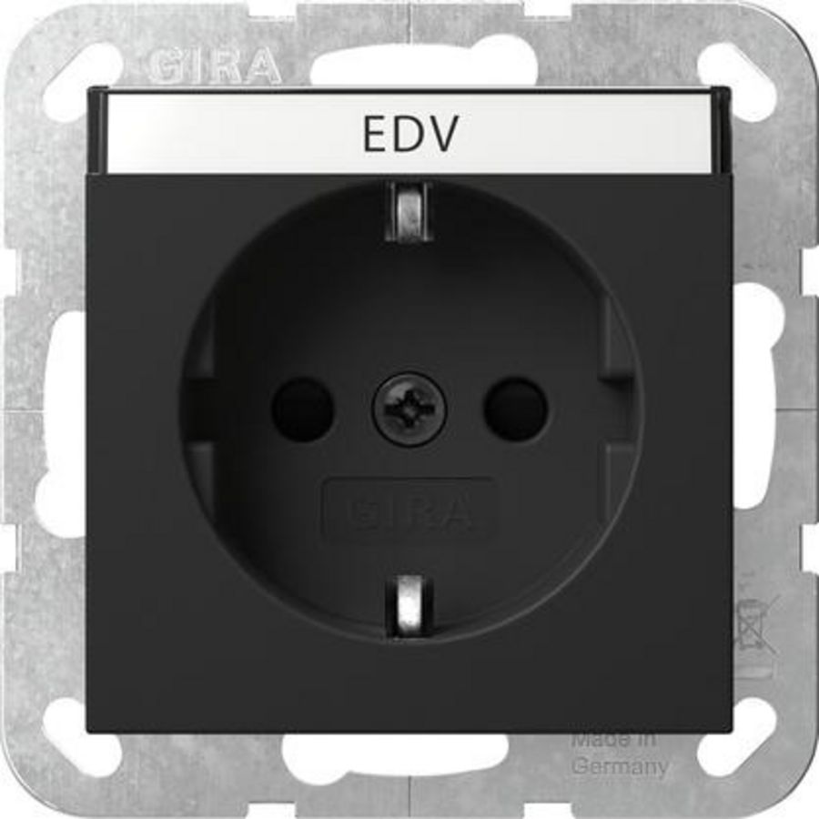 wandcontactdoos met randaarde TK + Safety Plus System 55 zwart m