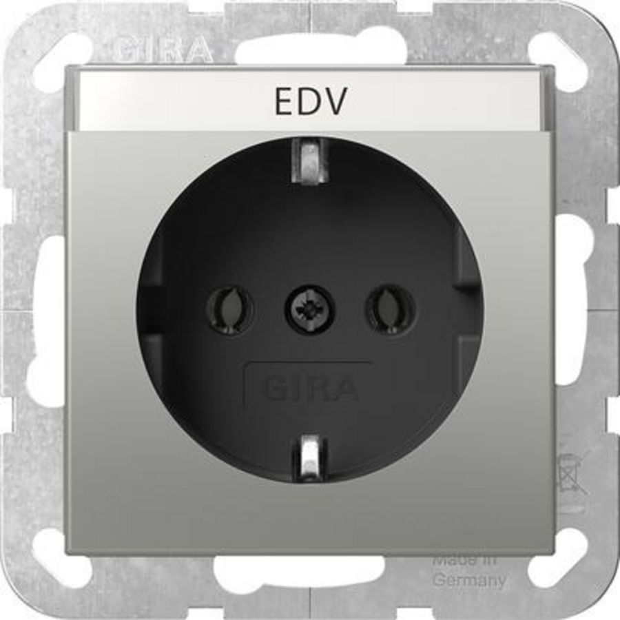 wandcontactdoos met randaarde TK System 55 edelstaal(gel.)