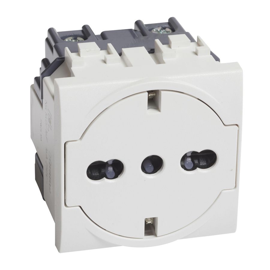 Wandcontactdoos 2P+A 16A wit 2 modulen Livinglight VVE=10