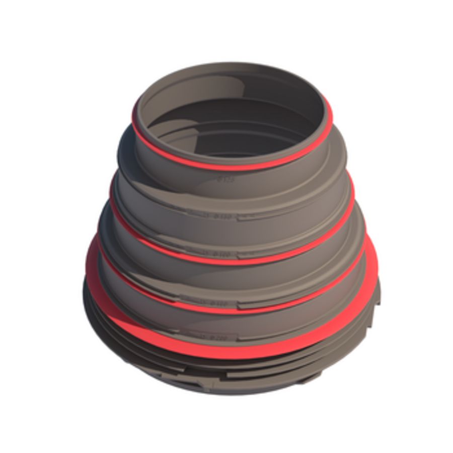 Meervoudig verloopstuk AirExcellent DBOX tbv Aerfoam-buizen 125-150-160-180-200mm
