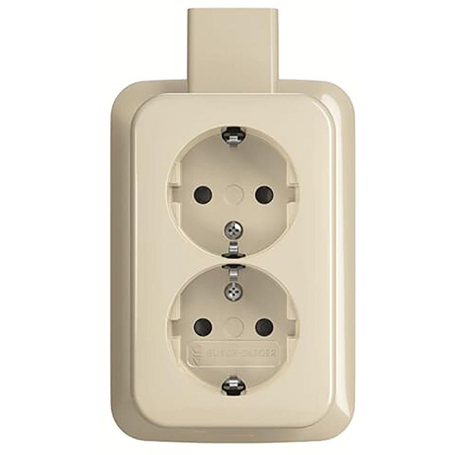 Wandcontactdoos ra dubbel kv + plaat opb AP creme