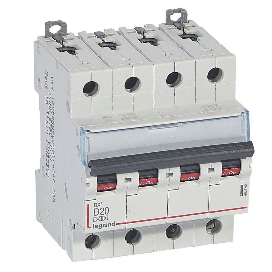 Installatieautomaat DX³ 6000A/10kA 4-polig D-karakteristiek 20A