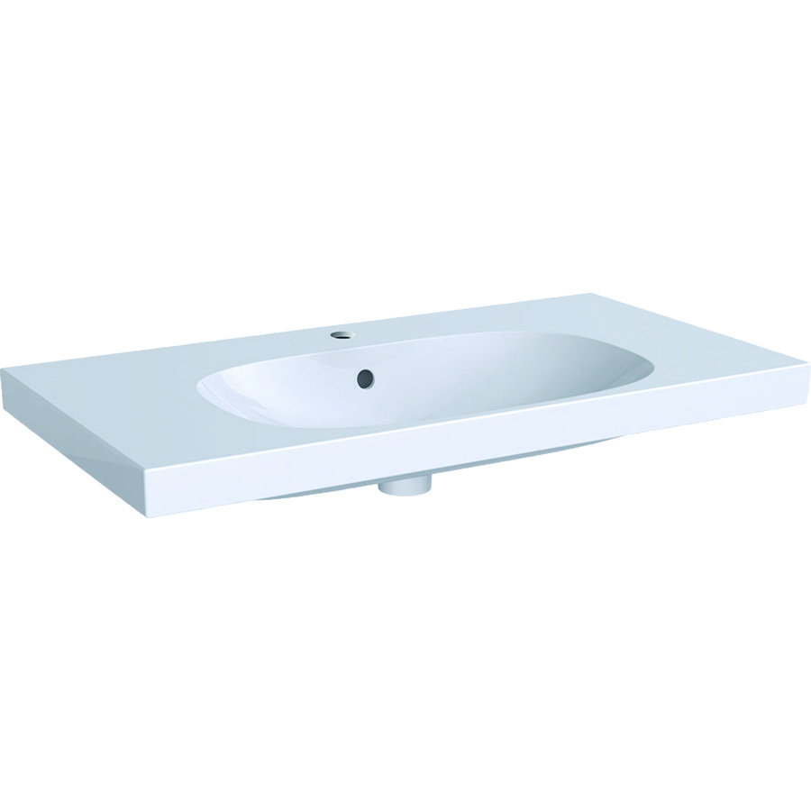 Acanto wastafel 90x49cm met kraangat + overloop wit