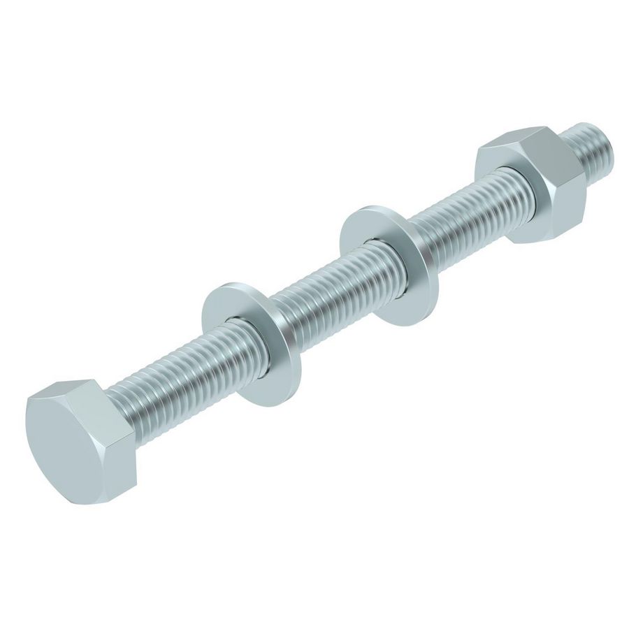 Zeskantbout moer en sluitring M10x110 staal verzinkt VVE=20