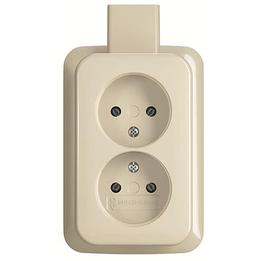 Wandcontactdoos dubbel + plaat opb AP creme