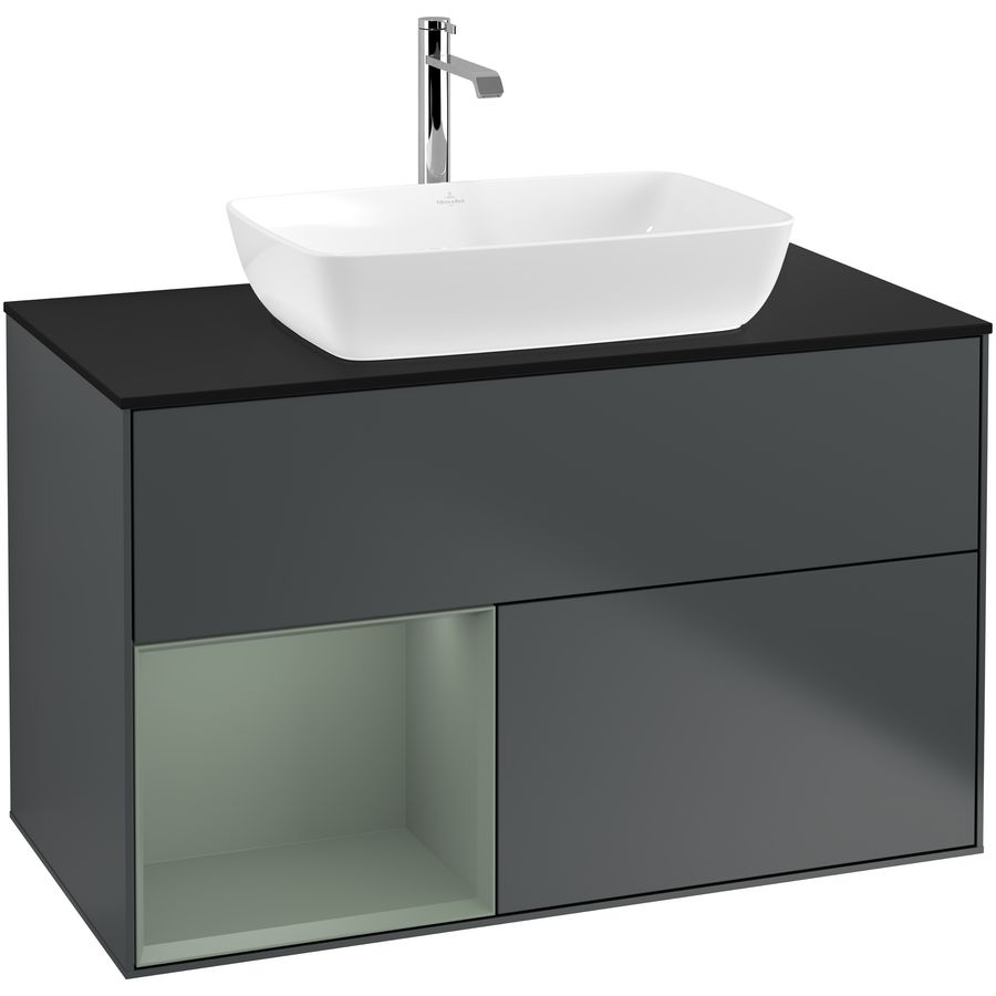 Wastafelonderkast Finion 1000x603x501mm Mid.Blue Matt Lacquer F772GMHG