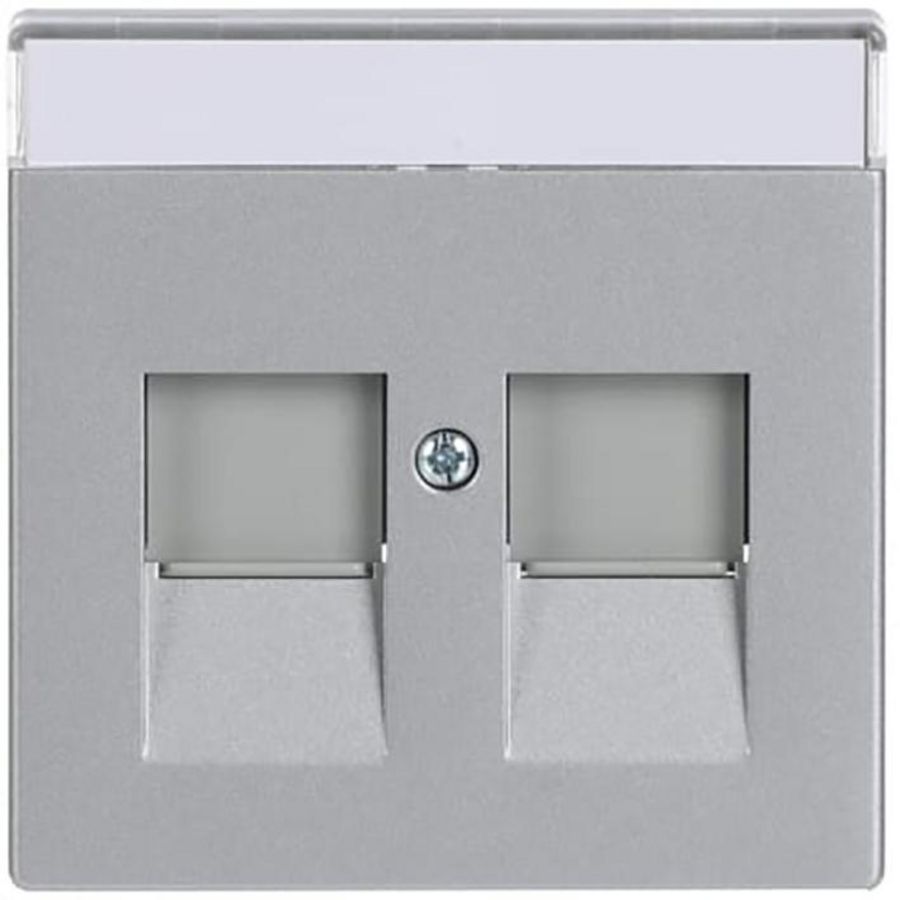 Centraalplaat 2x draag mod jack schuifjes f-aluzilver (1800-83)