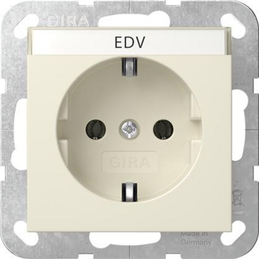 wandcontactdoos met randaarde TK System 55 creme wit