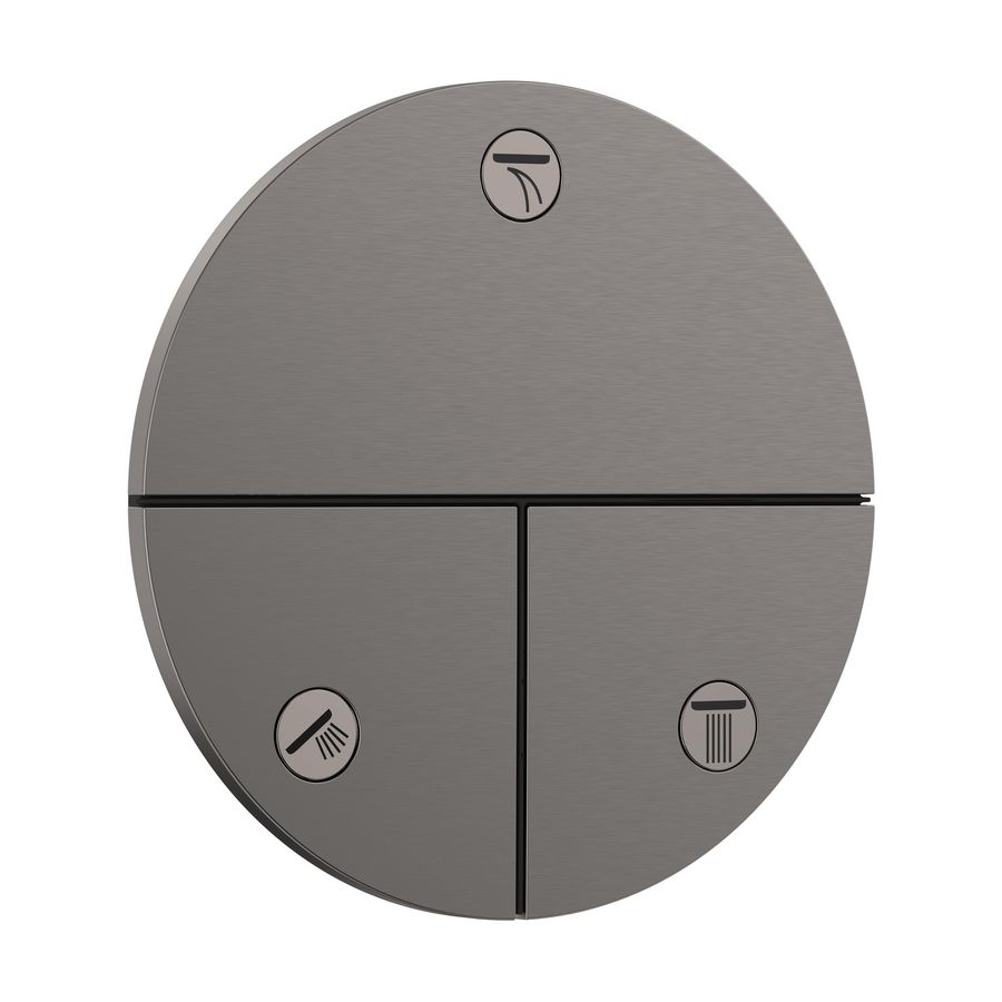 ShowerSelect Comfort S stopkraan afbouwdeel tbv inbouw voor 3 functies Brushed Black Chrome