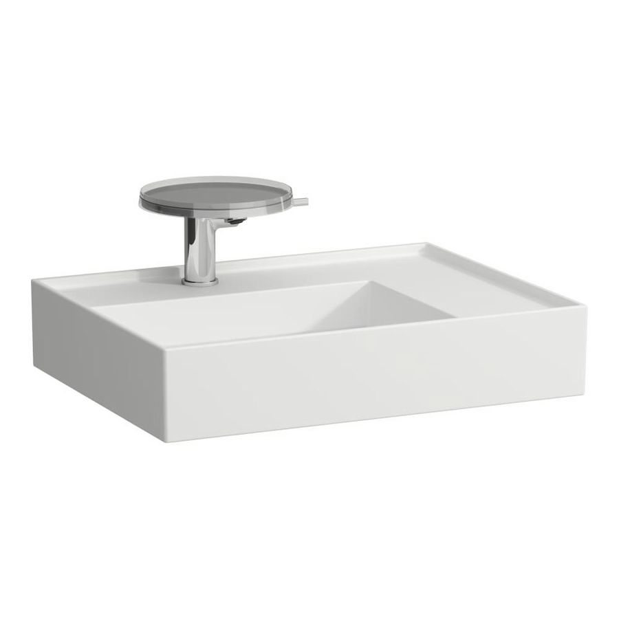 Wastafel sAPhirkeramik rechts 600x460mm z. kraangat mat wit