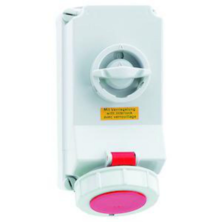 Wandcontactdoos 6h 16A 7P 400V IP67 225x118 A/V Ni