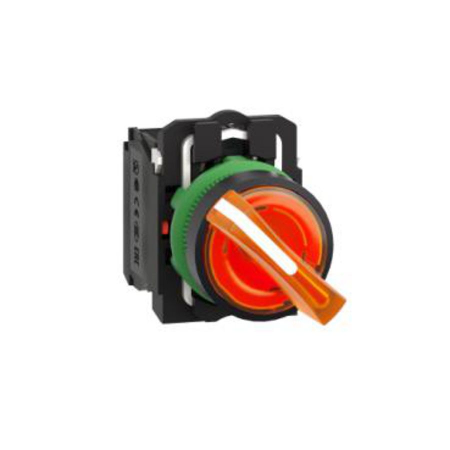 Keuzeschakelaar Verlicht 2 standen 24V 1NC + 1N Geel