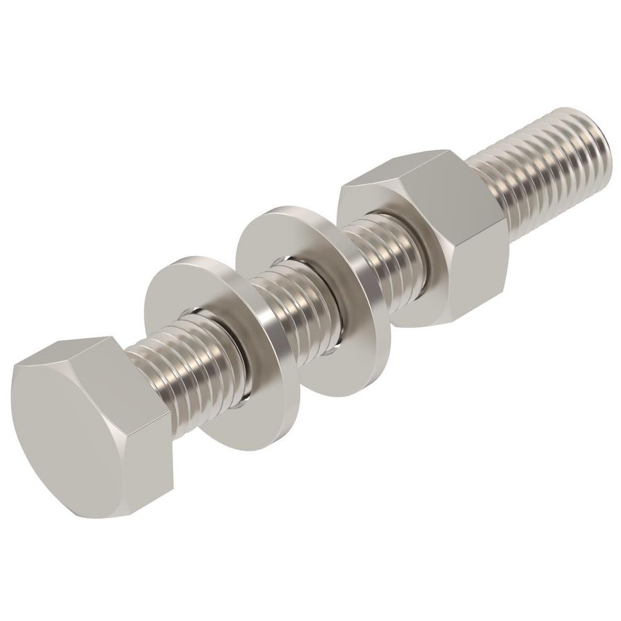 Zeskantbout moer+sluitring+veerring M12x80 rvs A2 VVE=20