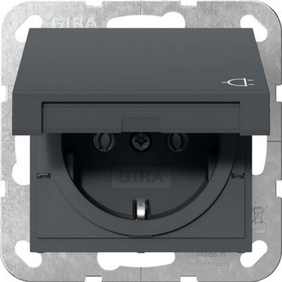 wandcontactdoos met randaarde KD System 55 antraciet