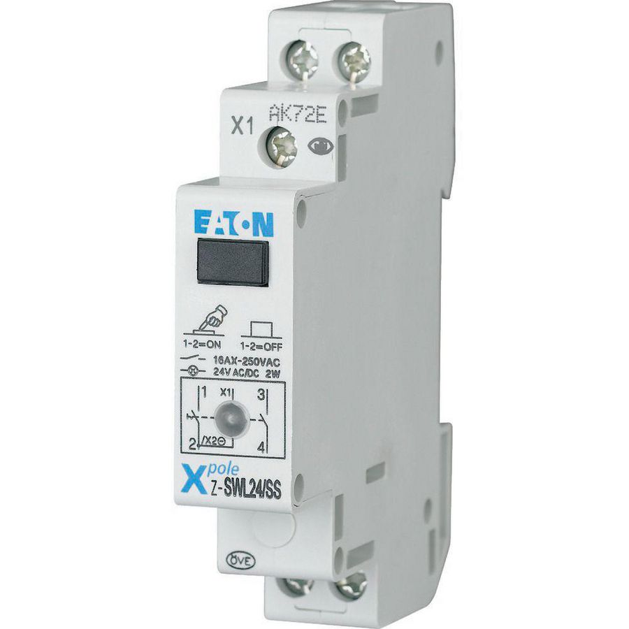 Schakelaar Z, 250VAC, 16 A, Contacten 2M, signaallamp, 1TE