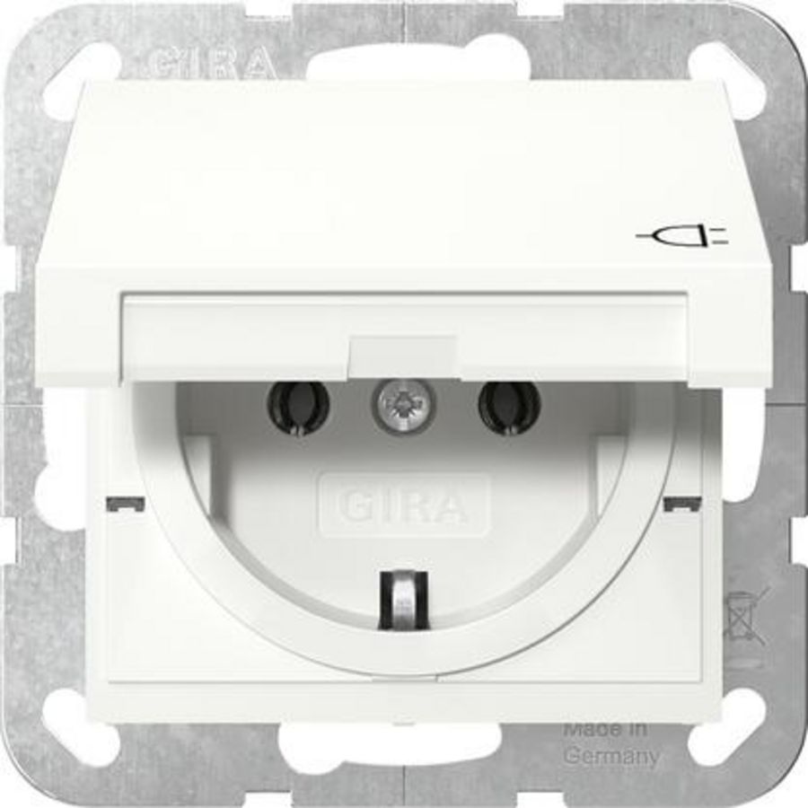 wandcontactdoos met randaarde KD System 55 zuiver wit m
