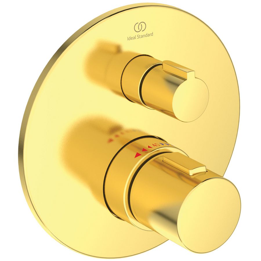 Afbouwdeel t100 inb.therm. met stopkraan brushed gold (mat goudkleurig) A5813A2