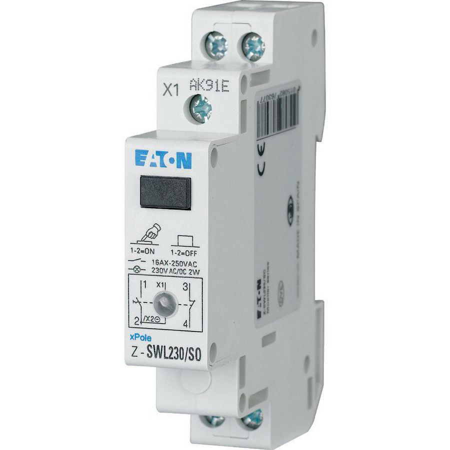 Schakelaar Z 250VAC 16 A Contacten 1M 1V sign.lamp 1TE VVE=2