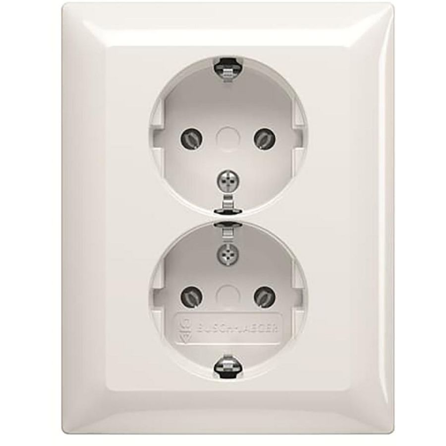 Wandcontactdoos randaarde dubbel inbouw SI-B-alpin wit