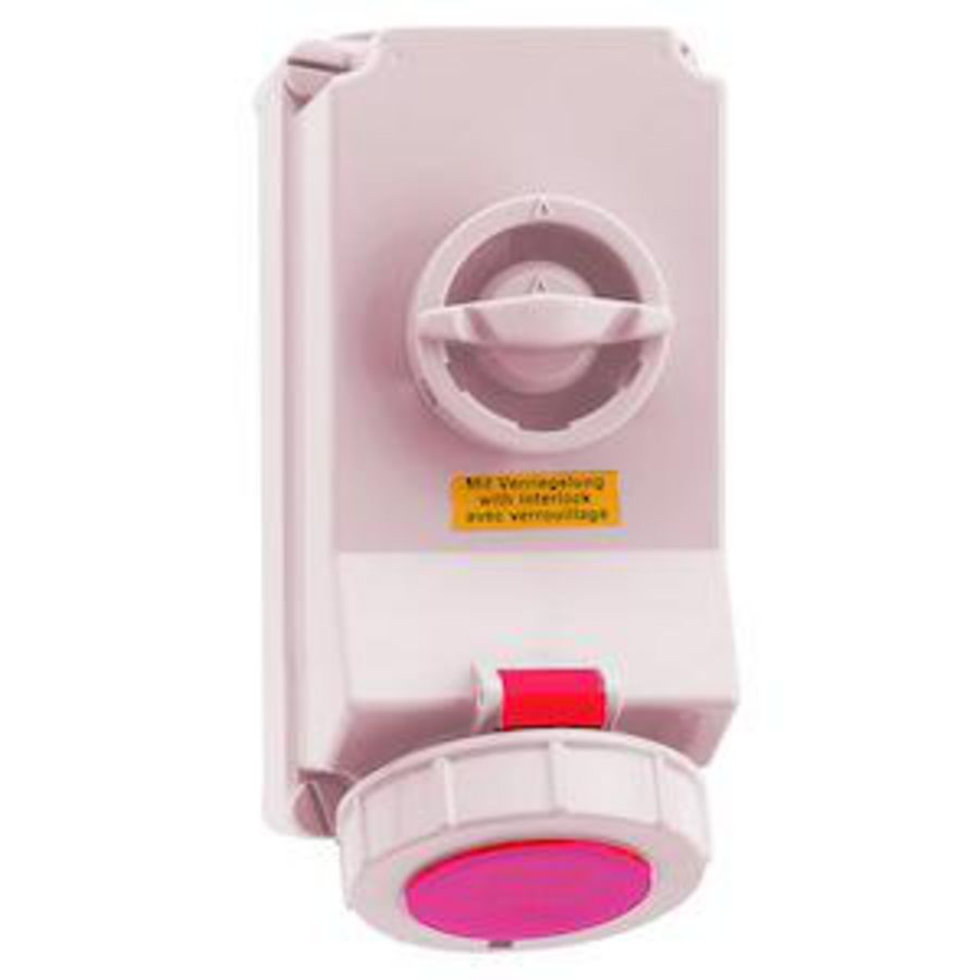Wandcontactdoos 6h 16A 5P 400V IP67 225x118 QC ChB A/V Ni