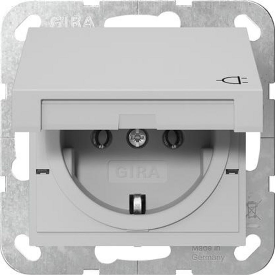 wandcontactdoos met randaarde KD System 55 grijs m