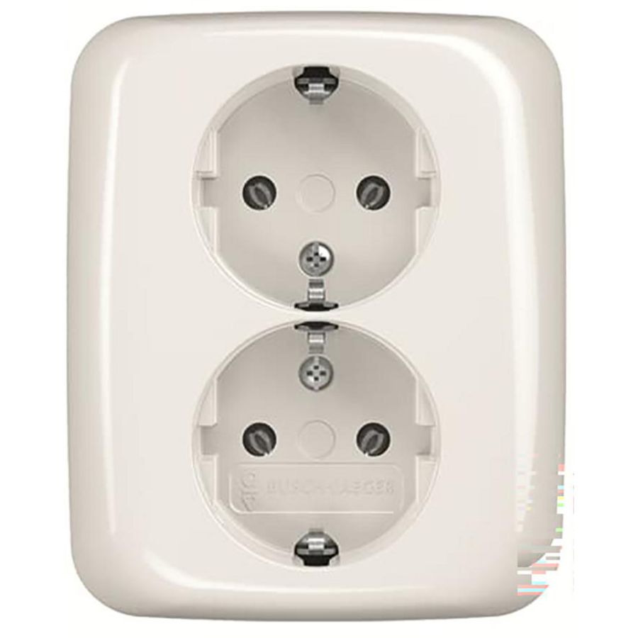 Wandcontactdoos randaarde dubbel inbouw R-alpin wit