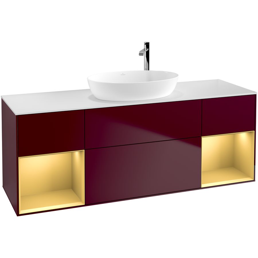 Wastafelonderkast Finion 1600x603x501mm Peony Matt Lacquer F981HFHB