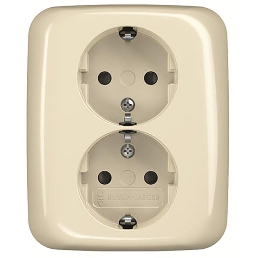 Wandcontactdoos ra dubbel kv inb SI creme (202 EUJRB-212)