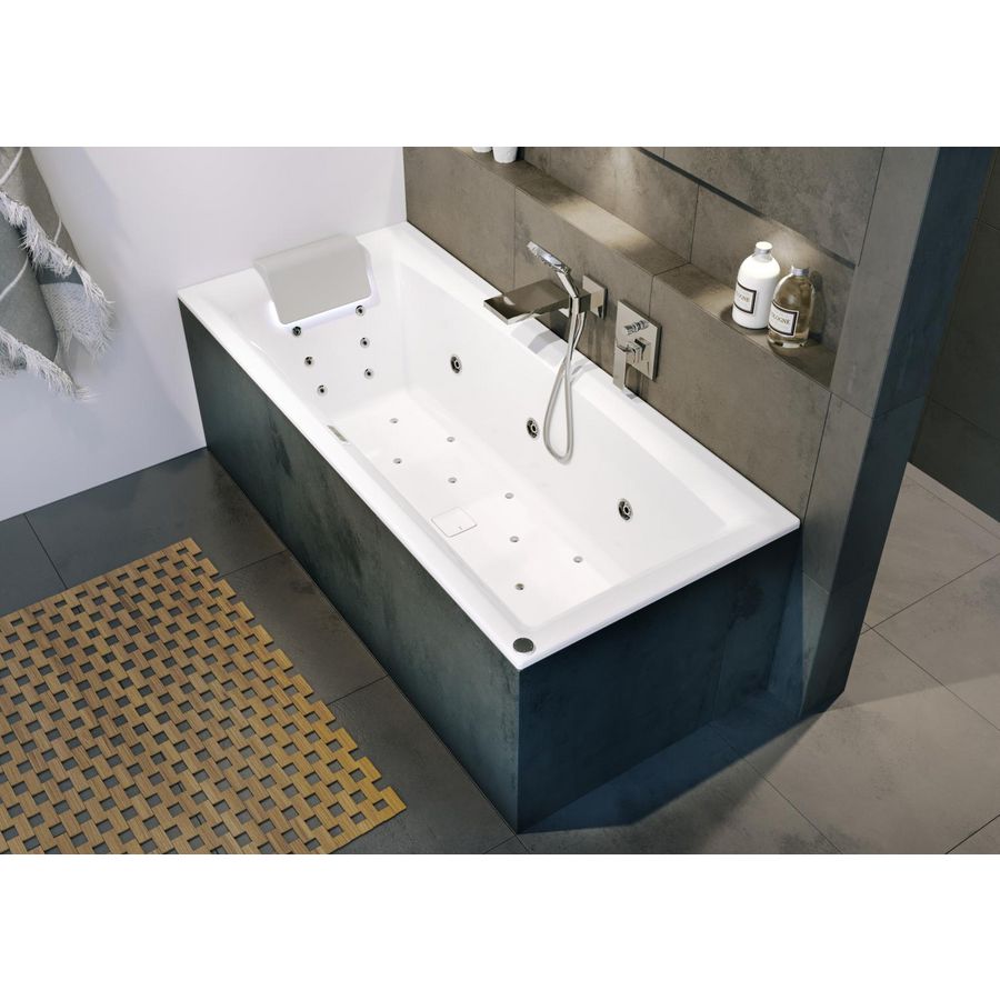 Whirlpool Still Square Rihopool 170x75cm systeem BLISS rechts ledkussen links hoogglans wit